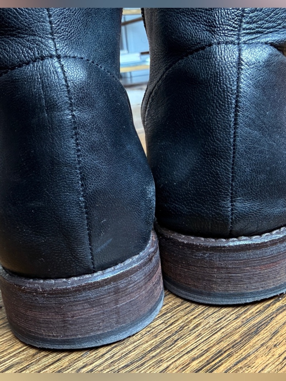 COLE HAAN buttery soft leather mid calf lace up boots NIKE AIR size 7 black - Picture 3 of 5